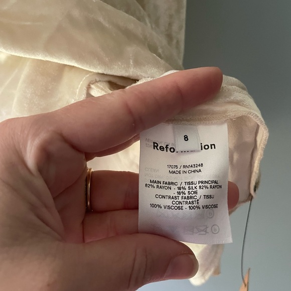 Reformation Velvet Bev Dress in Almond NWT 8 - Picture 8 of 8